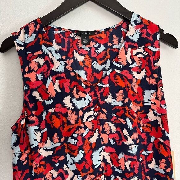NWT Halogen Womens Boho Floral Tank Blouse Shirt Sleeveless Asymmetrical size sm - Picture 4 of 6
